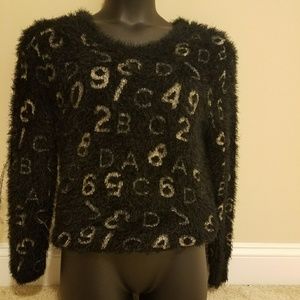 Clearance Fuzzy Winter Sweater Black Large
